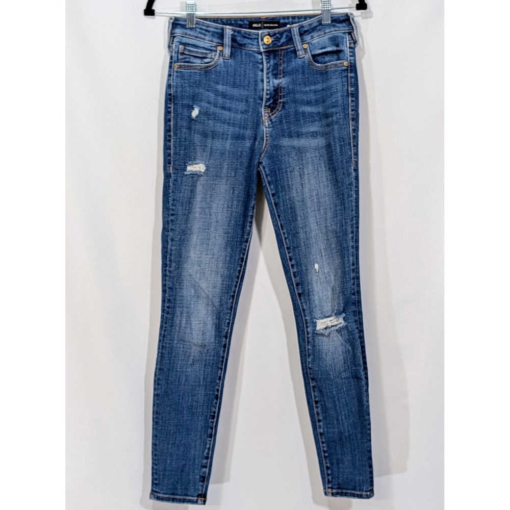 True Religion Halle High Rise Super Skinny Jeans 27 Medium Wash Distressed Hem